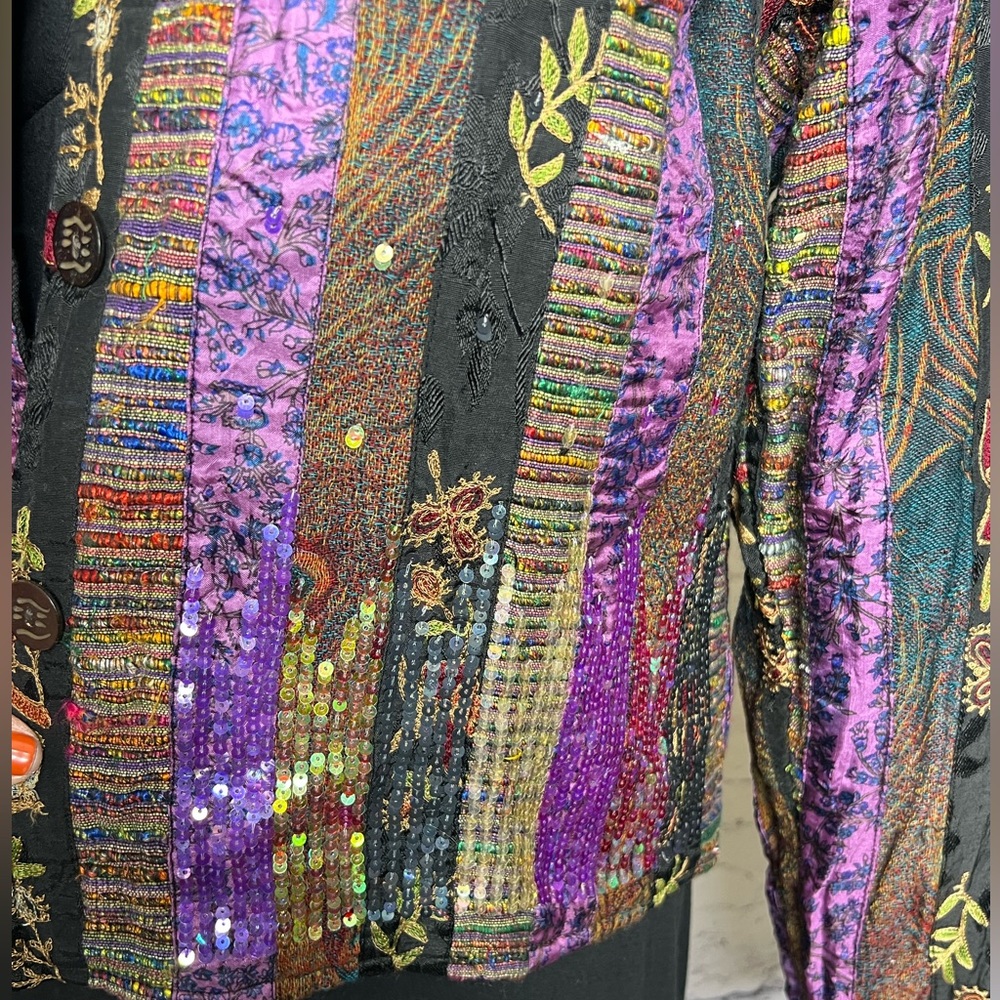 Boho Chic Patchwork Tapestry Shirt Jacket - image 2